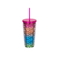 18 Unzen doppelverglaster Plastikbecher Diamant geschnittener Sippy Cup Maisbecher